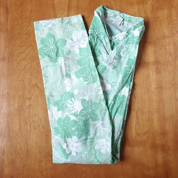 VTG Long Sleeve Cotton Shirt Dress Plus Sz 3X Green Floral Pearl Snap Pockets - Picture 12 of 12